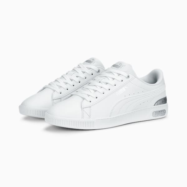 Vikky V3 Space Metallics Women's Sneakers, PUMA White-PUMA Silver-Matte Silver, extralarge-IND