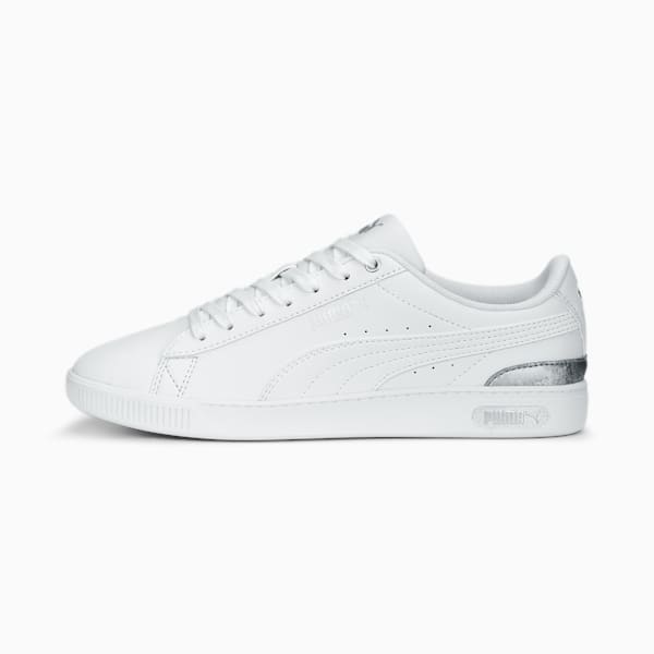 Vikky V3 Space Metallics Women's Sneakers, PUMA White-PUMA Silver-Matte Silver, extralarge-IND