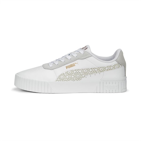 Carina 2.0 Laser Cut Women's Sneakers, PUMA White-Pristine-PUMA Gold, extralarge-IND