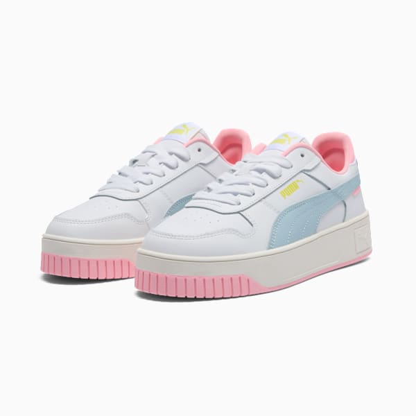 Sneakers Carina Femme, PUMA White-Frosted Dew-Fluro Yellow Pes, extralarge