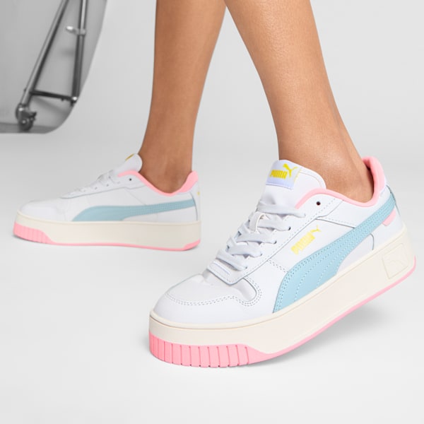 Sneakers Carina Femme, PUMA White-Frosted Dew-Fluro Yellow Pes, extralarge