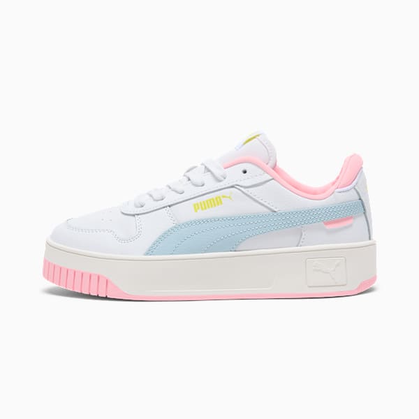 Sneakers Carina Femme, PUMA White-Frosted Dew-Fluro Yellow Pes, extralarge