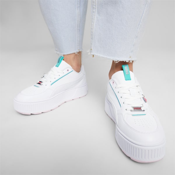 Karmen Rebelle Charms Women's Sneakers, PUMA White-PUMA White-Pearl Pink-Mint, extralarge-IND