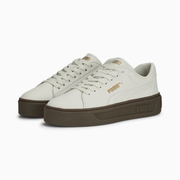 ウィメンズ スマッシュ プラットフォーム V3 スリーク スニーカー, Vapor Gray-Gold-Gum