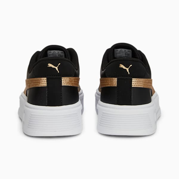 Smash Platform V3 Metallics Women's Sneakers, PUMA Black-PUMA Gold-PUMA White, extralarge-IND
