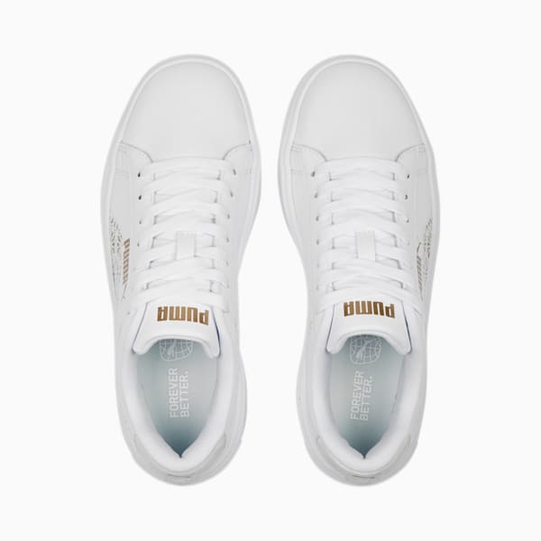 Smash Platform V3 Laser Cut Women's Sneakers, PUMA White-Pristine-PUMA Gold, extralarge-IND