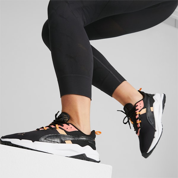 Stride Monarch Women's Sneakers, PUMA Black-PUMA White-Hibiscus Flower, extralarge-IND