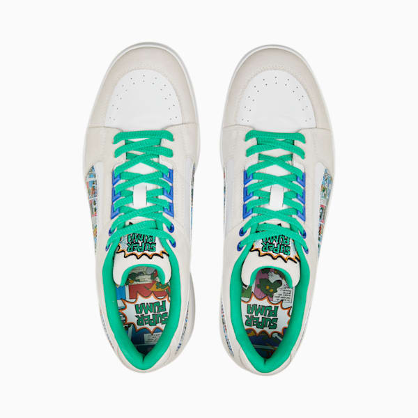 Slipstream Lo Super Comic Unisex Sneakers, PUMA White-Grassy Green-Vapor Gray, extralarge-IND