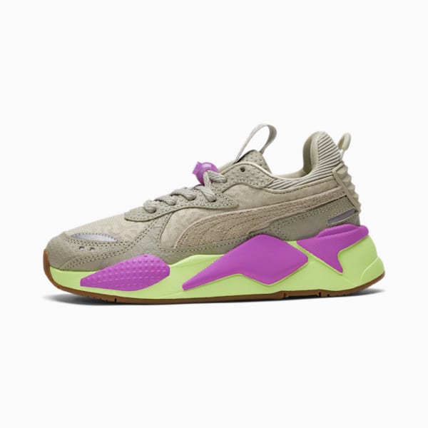 PUMA x RON FUNCHES RS-X Big Kids' Sneaker , Pebble Gray-Pebble Gray-Fizzy Apple, extralarge