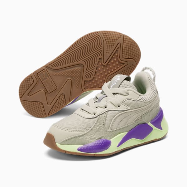 PUMA x RON FUNCHES RS-X Little Kids' Sneaker , Pebble Gray-Pebble Gray-Fizzy Apple, extralarge
