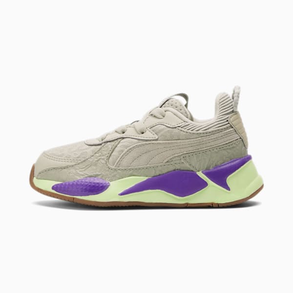 PUMA x RON FUNCHES RS-X Little Kids' Sneaker , Pebble Gray-Pebble Gray-Fizzy Apple, extralarge