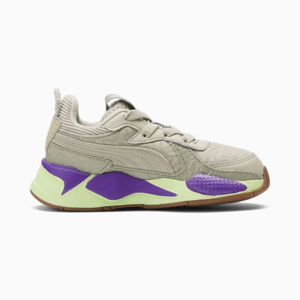 PUMA x RON FUNCHES RS-X Little Kids' Sneaker , Pebble Gray-Pebble Gray-Fizzy Apple, extralarge