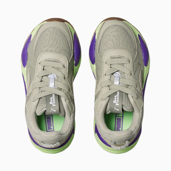 PUMA x RON FUNCHES RS-X Little Kids' Sneaker , Pebble Gray-Pebble Gray-Fizzy Apple, extralarge