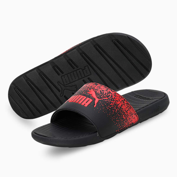 Cool Cat Gradient Unisex Slides, Puma Black-High Risk Red, extralarge-IND