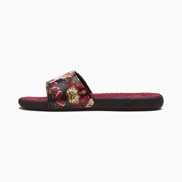 Cool Cat Winter Flower Women's Slides, Puma Black-Red Dahlia-Island Pink, extralarge