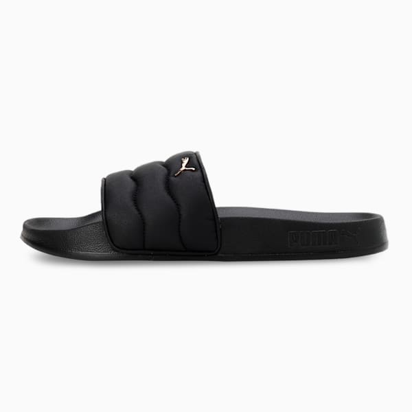 Leadcat 2.0 Puffy Women's Slides, PUMA Black-Metallic Gold, extralarge-IND