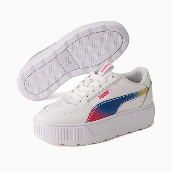 キッズ ガールズ カルメン リベル フルー JR スニーカー 22-25cm, Puma White-Beetroot Purple-Dandelion-Dazzling Blue