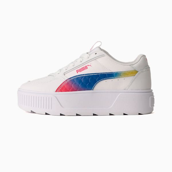 キッズ ガールズ カルメン リベル フルー JR スニーカー 22-25cm, Puma White-Beetroot Purple-Dandelion-Dazzling Blue
