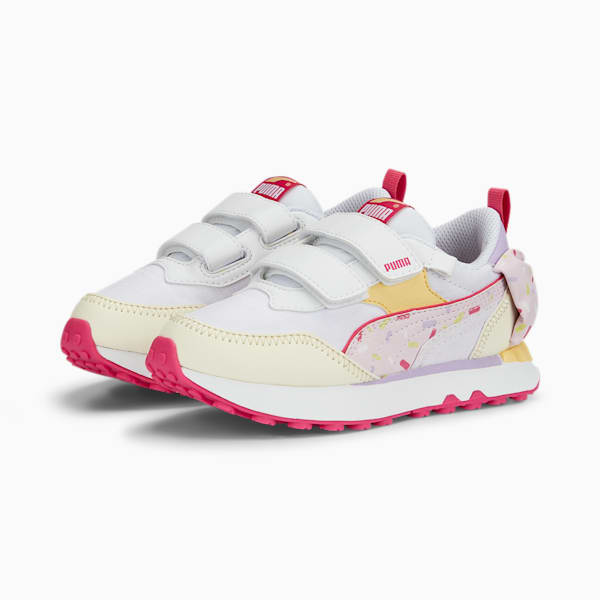 Rider FV Bow Crush V Kids' Sneakers, PUMA White-Pearl Pink-Glowing Pink, extralarge-IND