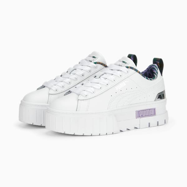 Mayze Vacay Queen Big Kids' Sneakers, PUMA White-Vivid Violet, extralarge