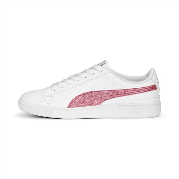 Vikky V3 Glitz Girl's Sneakers, PUMA White-Glowing Pink-PUMA Silver, extralarge-IND