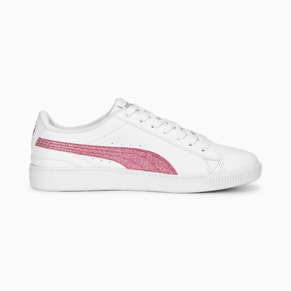 Vikky V3 Glitz Girl's Sneakers, PUMA White-Glowing Pink-PUMA Silver, extralarge-IND