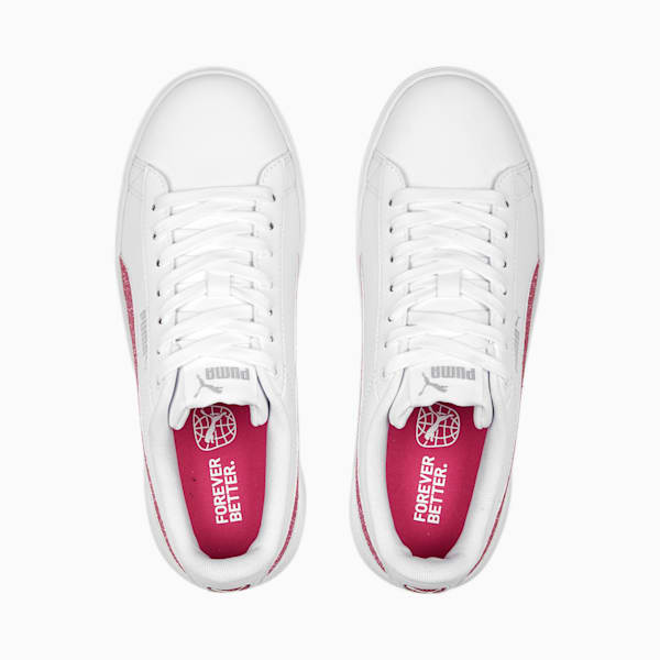 Vikky V3 Glitz Girl's Sneakers, PUMA White-Glowing Pink-PUMA Silver, extralarge-IND