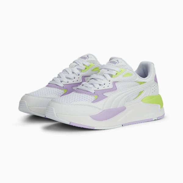 X-Ray Speed Play Big Kids' Sneakers, PUMA White-PUMA White-Vivid Violet-Lily Pad, extralarge