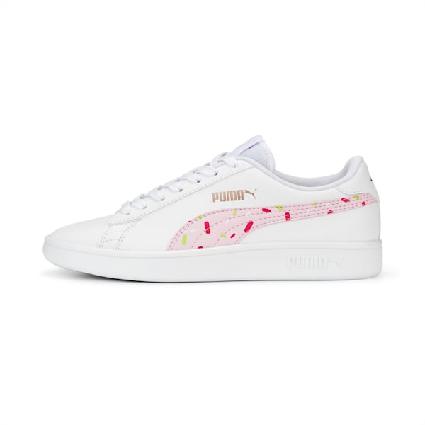 Smash V2 Crush Kid's Sneakers, PUMA White-Pearl Pink-Glowing Pink-Lily Pad-Rose Gold, extralarge-IND