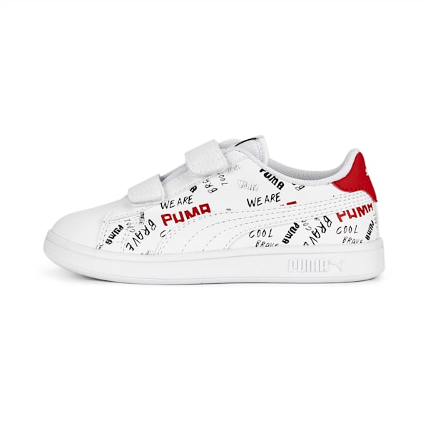 Smash V2 Brand Love V Kids' Sneakers, PUMA White-PUMA Black-For All Time Red, extralarge-IND