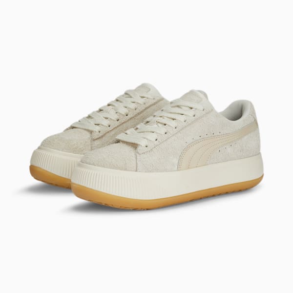 Suede Mayu Thrifted Women's Sneakers, Warm White-Frosted Ivory, extralarge-IND
