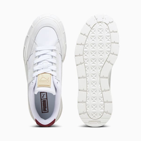 Tenis Mayze Stack Luxe para mujer, PUMA White-Warm White-Dark Jasper, extralarge