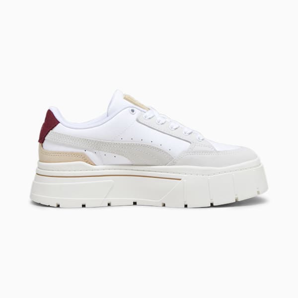 Tenis Mayze Stack Luxe para mujer, PUMA White-Warm White-Dark Jasper, extralarge