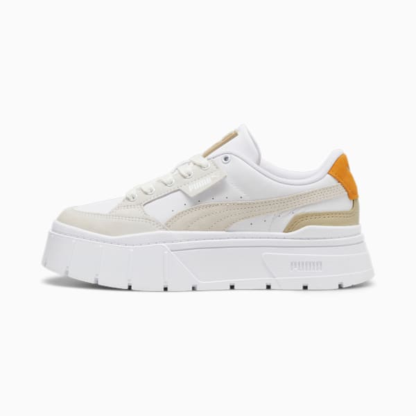 Mayze Stack Luxe Women's Sneakers, PUMA White-Ginger Tea, extralarge-IND