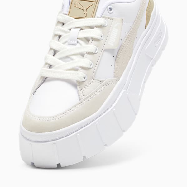 Mayze Stack Luxe Women's Sneakers, PUMA White-Ginger Tea, extralarge-IND