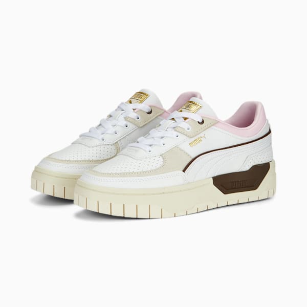 Zapatos deportivos Cali Dream Preppy para mujer, PUMA White-Warm White-Pearl Pink, extralarge