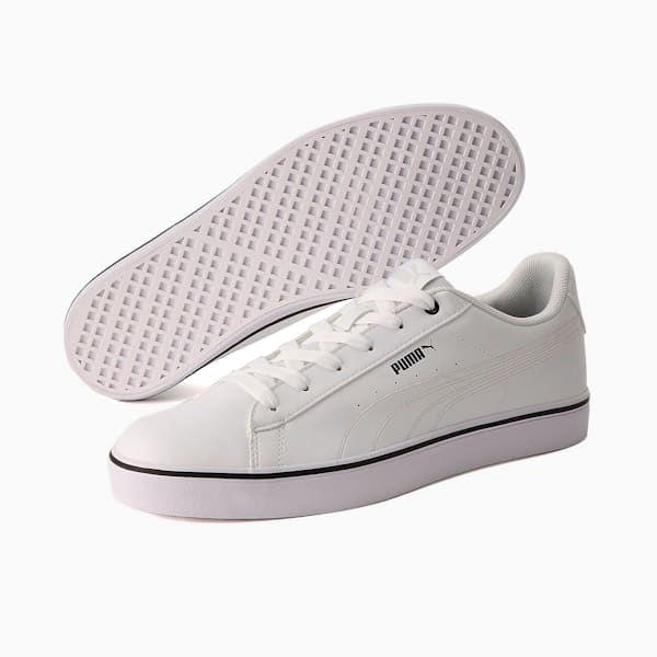 ユニセックス プーマ V コート バルク EB スニーカー, Puma White-Puma Black, extralarge-JPN