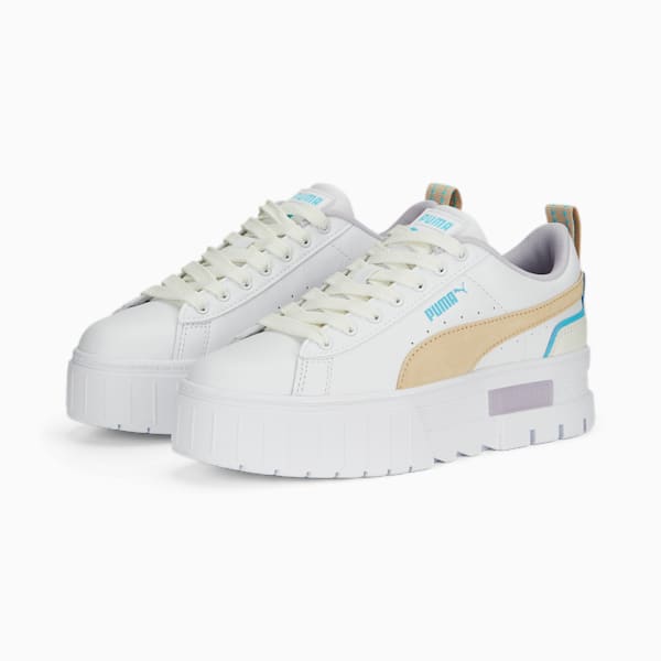 Mayze Brighter Days Women's Sneakers, PUMA White-Granola-Hero Blue, extralarge-IND
