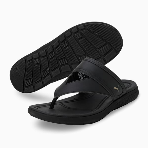SOFTRIDE Sunny Lux Women's Flip Flops, Puma Black-Puma Team Gold, extralarge-IND