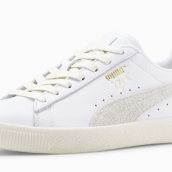 Clyde Base Unisex Sneakers, PUMA White-Frosted Ivory-Puma Team Gold, extralarge-IND