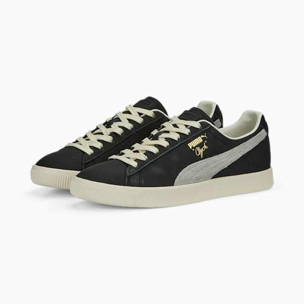 Clyde Base Unisex Sneakers, PUMA Black-Frosted Ivory-Puma Team Gold, extralarge-AUS