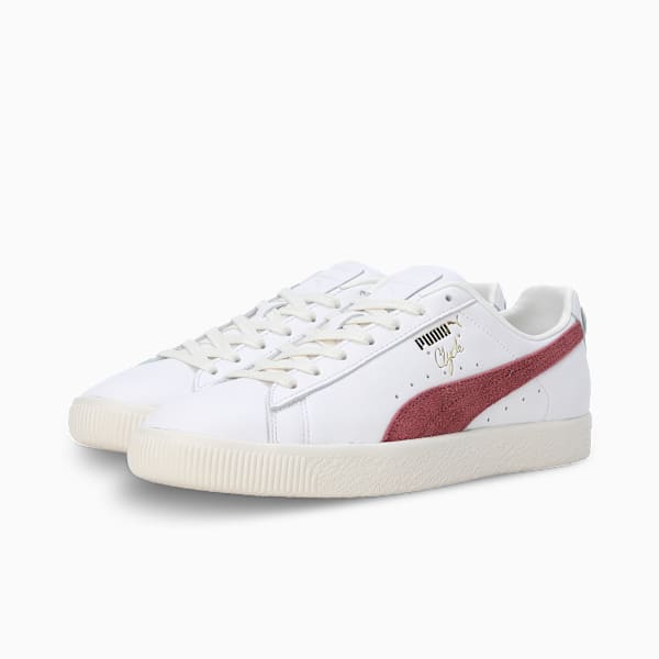 Clyde Base Classic Sneakers, PUMA White-Wood Violet-Puma Team Gold, extralarge-IND