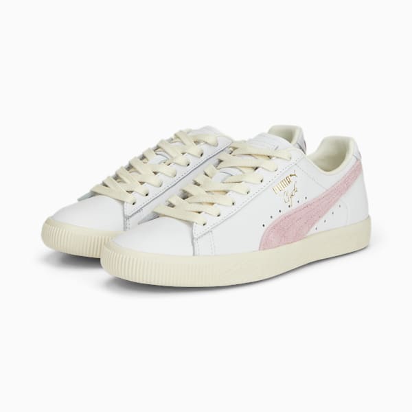 Clyde Base Sneakers, PUMA White-Pearl Pink-Puma Team Gold, extralarge