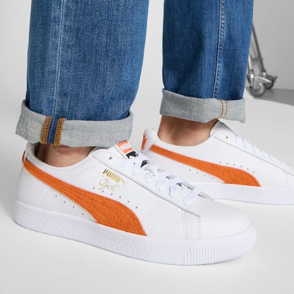Tenis Clyde Base, PUMA White-Maple Syrup-Puma Team Gold, extralarge