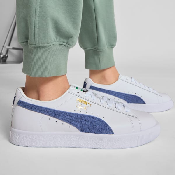 Clyde Base Sneakers, PUMA White-Blue Crystal-Puma Team Gold, extralarge