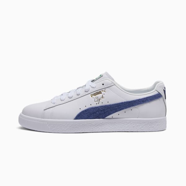 Clyde Base Sneakers, PUMA White-Blue Crystal-Puma Team Gold, extralarge