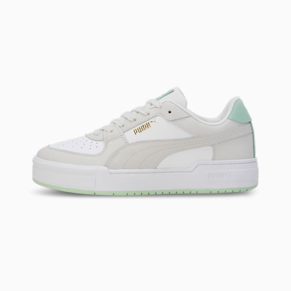 CA Pro Leather Mix Unisex Sneakers, PUMA White-Warm White-Light Mint, extralarge-IND