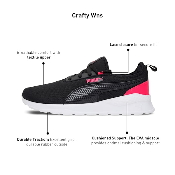 Crafty Women's Sneakers, PUMA Black-BRIGHT ROSE, extralarge-IND