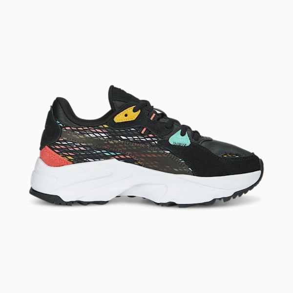 WAL Mas Camp Orkid Women's Sneakers, PUMA Black-PUMA White-Electric Peppermint-Salmon, extralarge