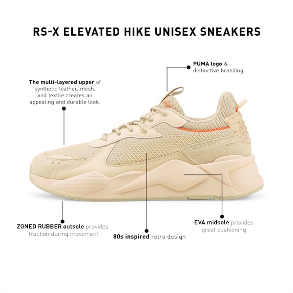 RS-X Elevated Hike Unisex Sneakers, Granola-Toasted Almond, extralarge-IND